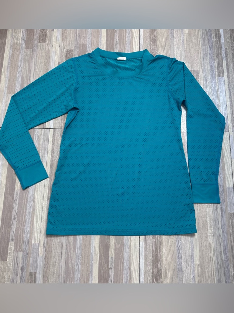 ZYIA Active Teal Perforated Performance Long Sleeve Athletic Shirt Women’s Small